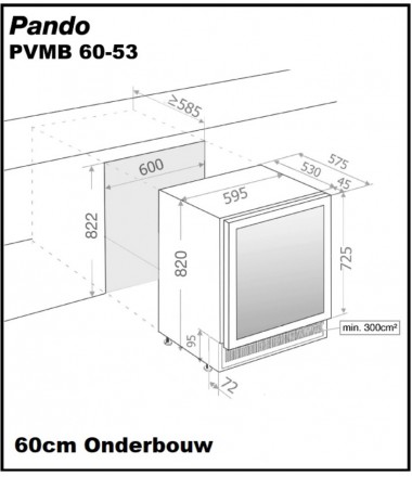 Wijnklimaatkast Pando PVMB 60-53CR Wijnklimaatkast Pando PVMB 60-53CR